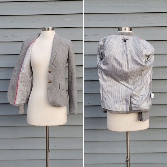 J. Crew Gray Wool Blend 2 Button Preppy Acadamia School Boy Schoolboy Blazer 00 - Picture 3 of 8
